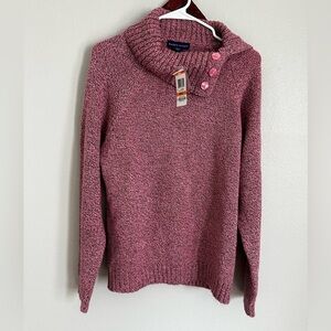 Karen Scott Button-Collar Knit Sweater